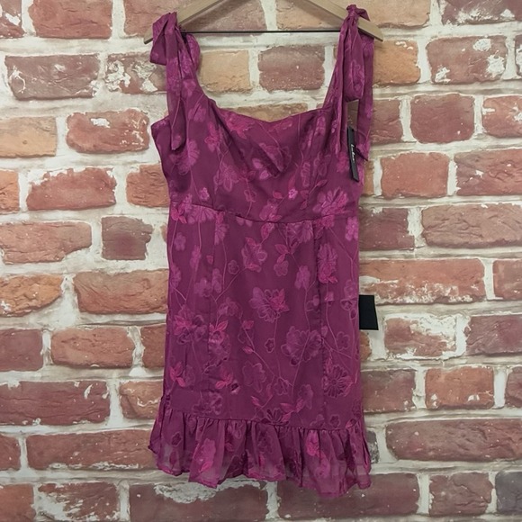 Lulus No One Prettier Dress Womens Large Purple Pink Floral Embroidered Sundress - Picture 6 of 8